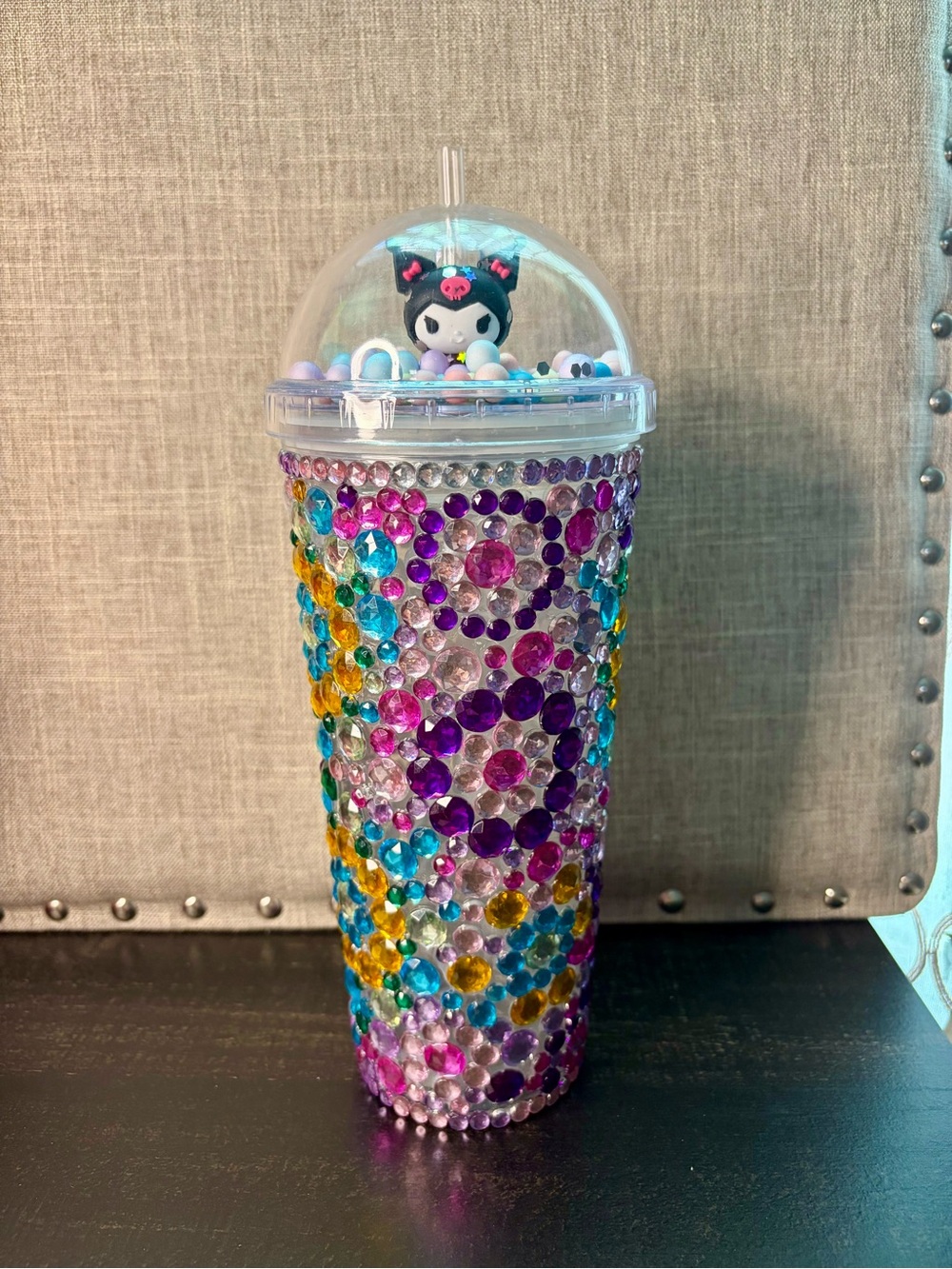 Bedazzled Tumbler with Kuromi Dome Lid